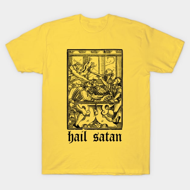 Hail Satan Vintage Illustration Art T-Shirt by DankFutura